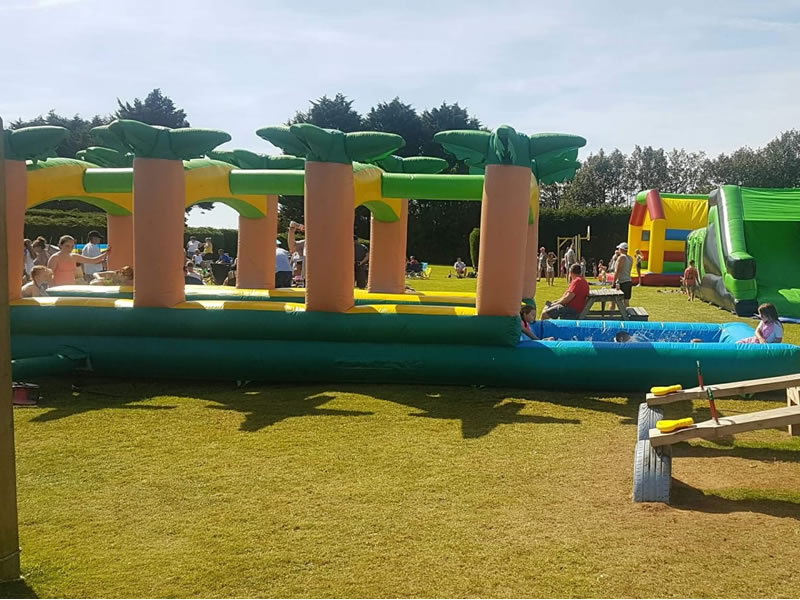 Tropical inflatable water slide