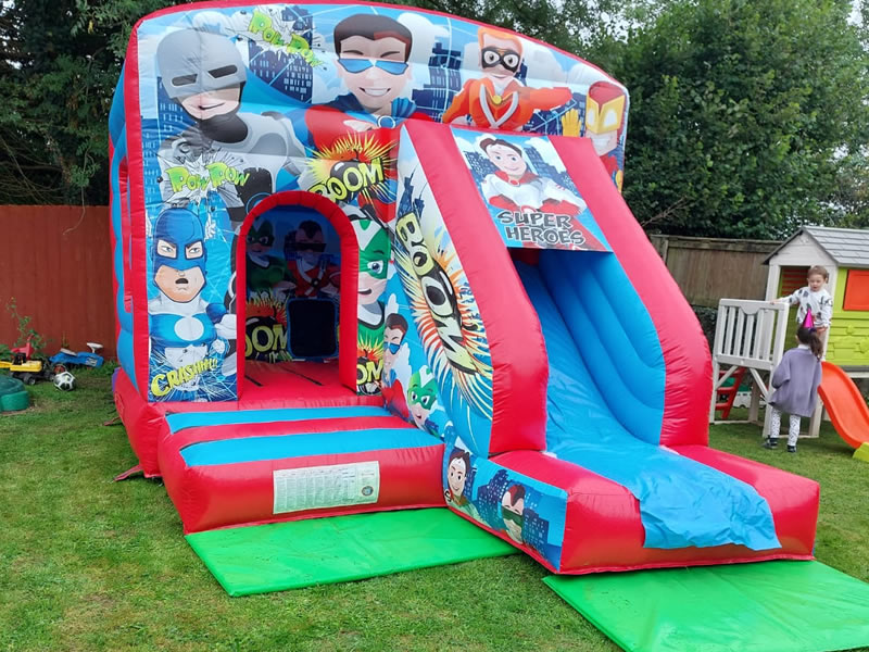 Superhero Bouncy Castle with Slide